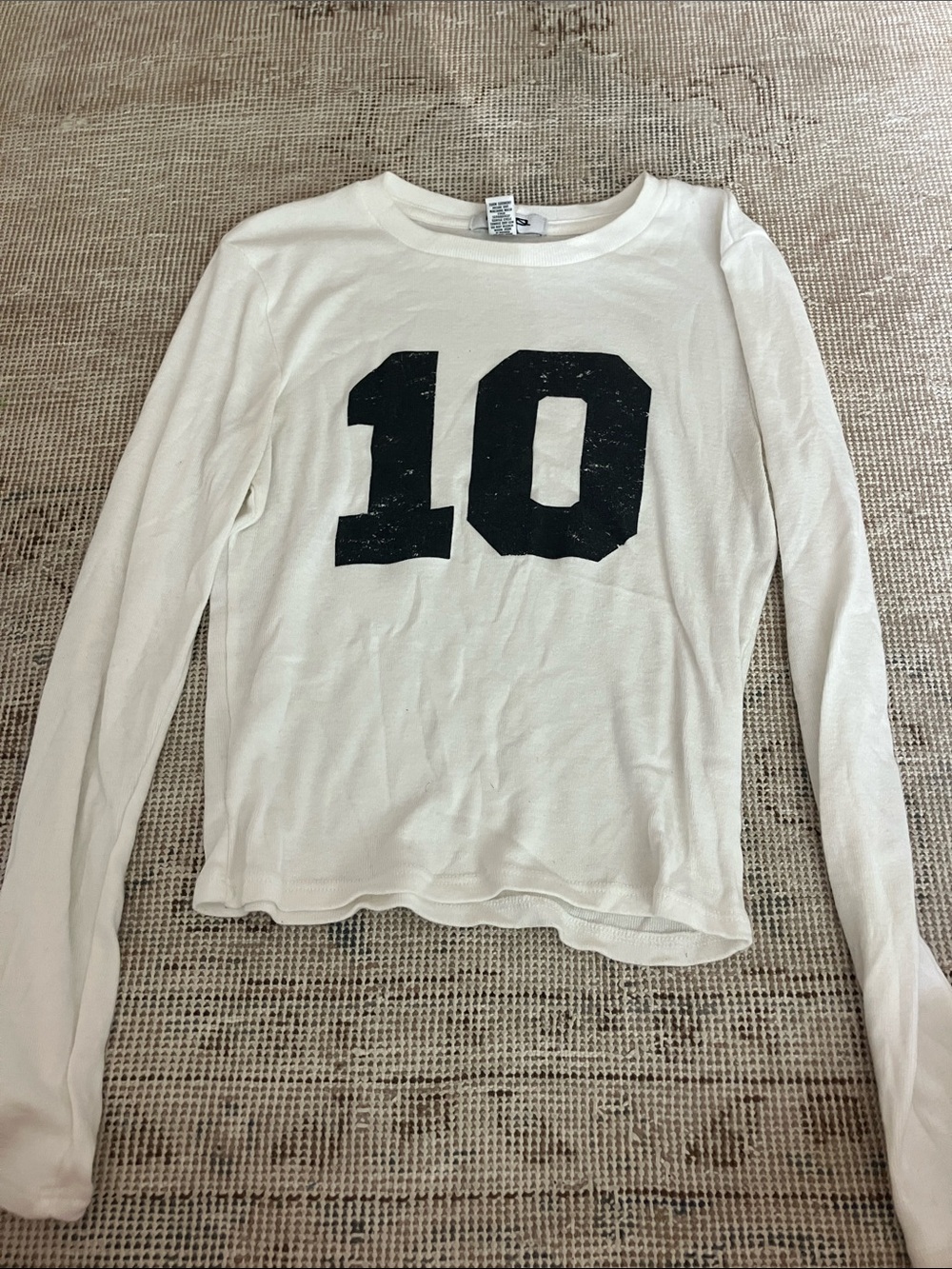 White Long-Sleeve with Black '10' Graphic